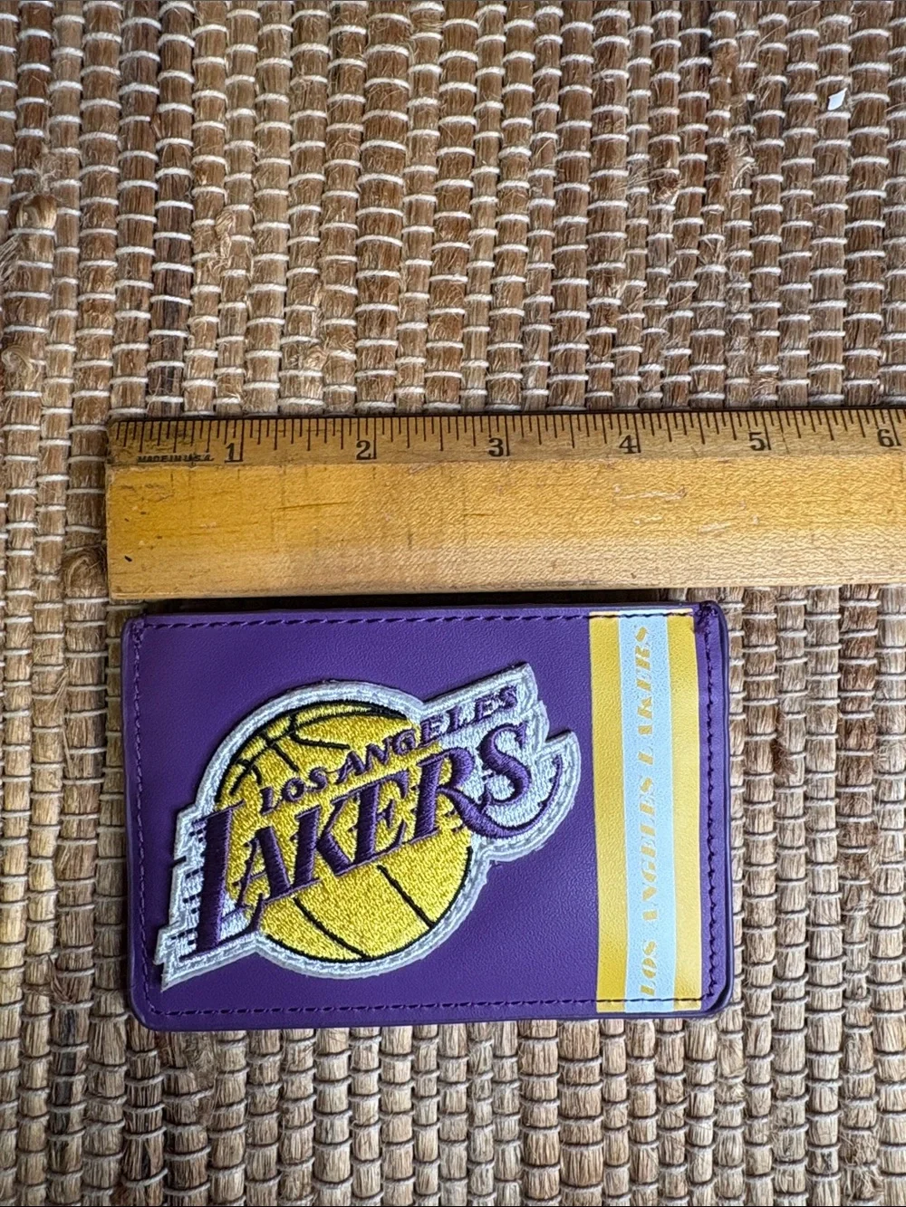 Loungefly NBA Los Angeles Lakers Card Holder Wallet Vegan Leather Purple Gold